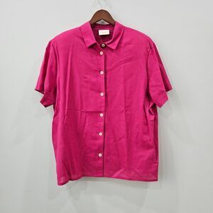 Geiger Collections Pink 100% Cotton Short Sleeve Button Up Shirt Size 50 Austria